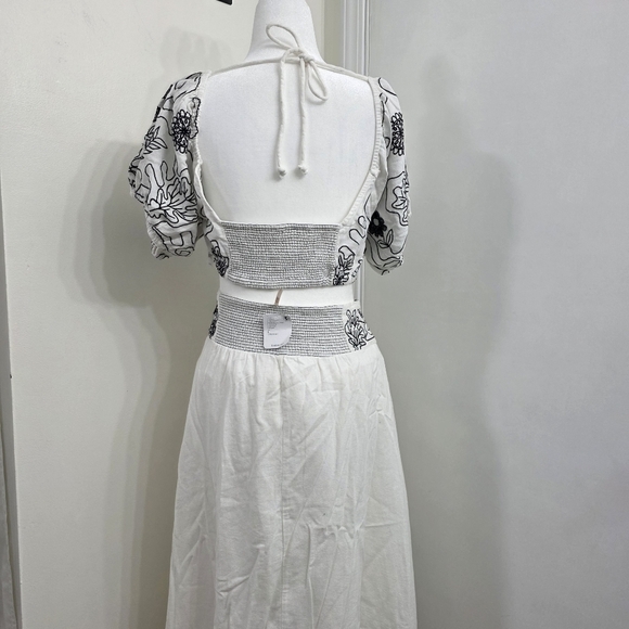Free People Set Lotus In White Black Combo Size  L Large Cotton $168 NWT - Picture 8 of 15